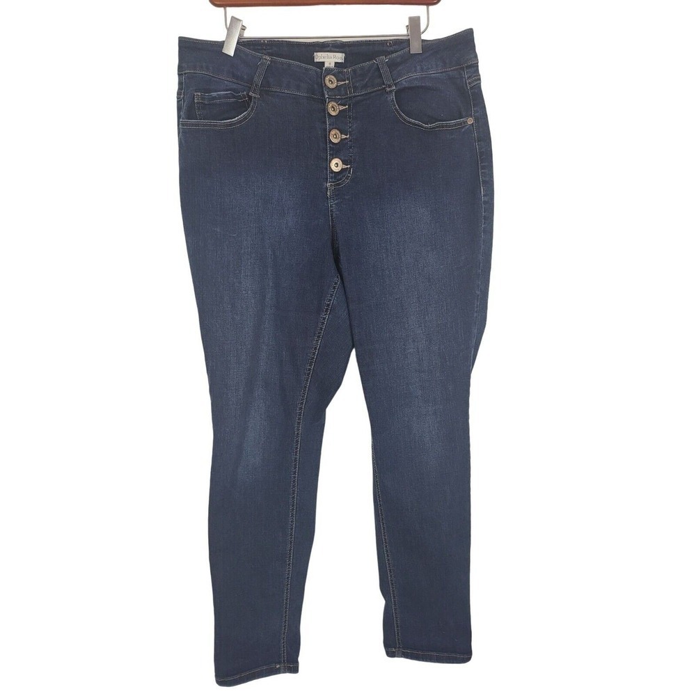 Ophelia Roe Jeans 18 Womens Plus Size Button Fly High Rise Skinny Leg Pockets